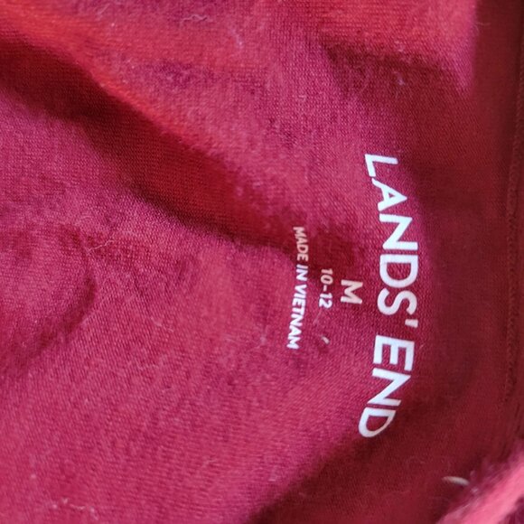 Lands End Womens Burgundy Gold Reindeer Print Long Sleeve Shirt M - Picture 4 of 4